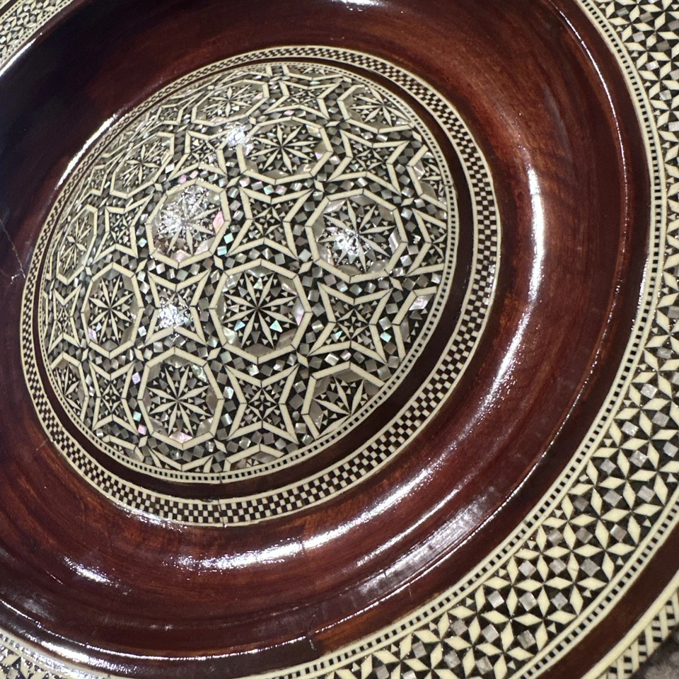 复古镶嵌木材带珍珠母盘 — 第 3/4 张图片