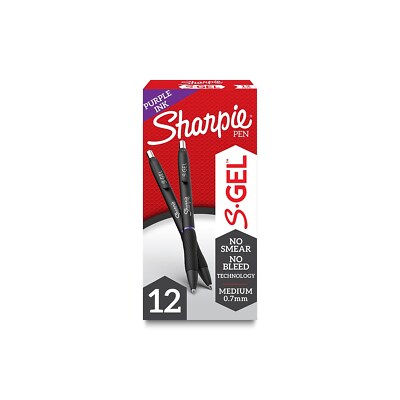 Sharpie S-Gel Retractable Gel Pen Medium Point Purple Ink Dozen (2126235)