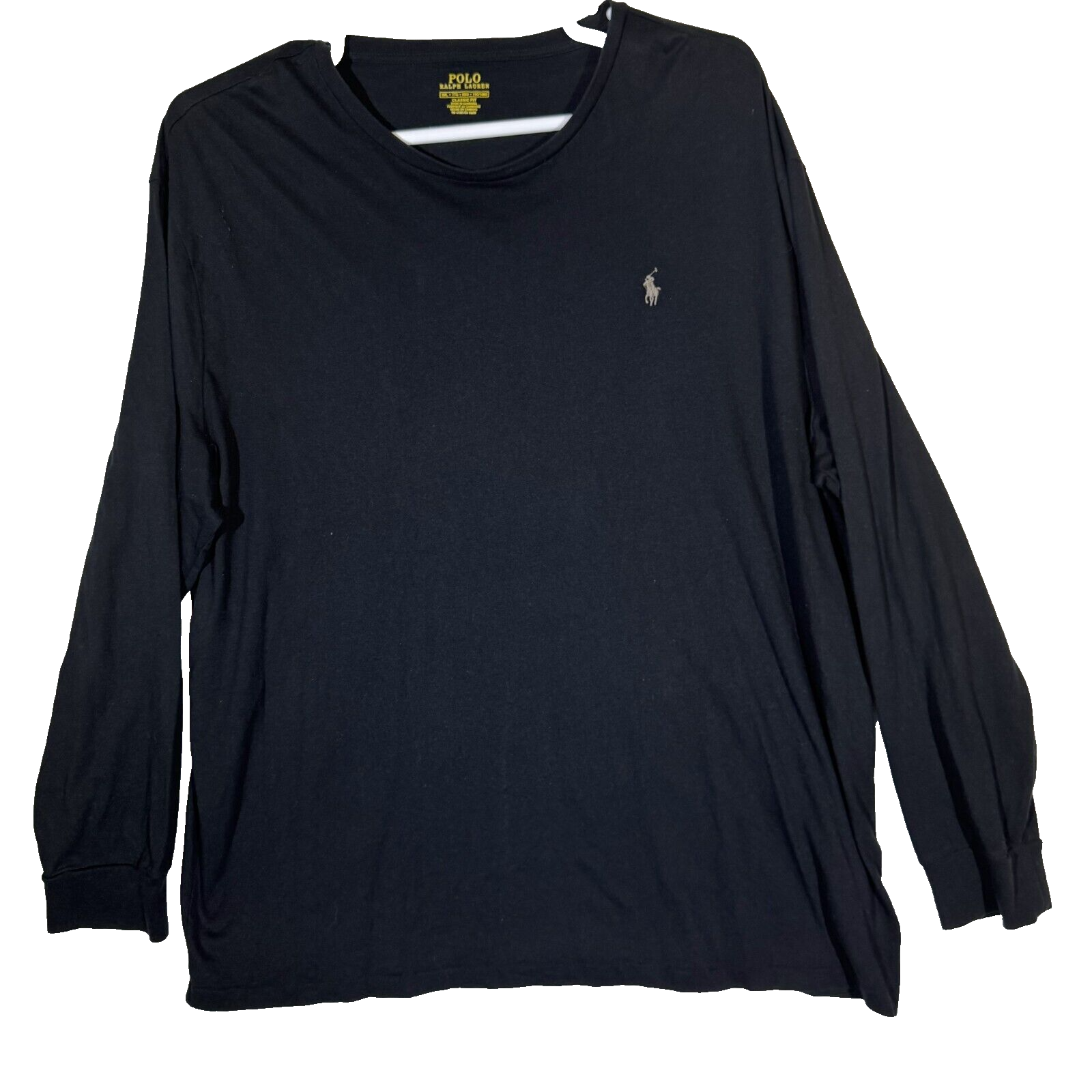 PONY Polo Ralph Lauren camicia uomo 2XL nera 100% cotone vestibilità classica girocollo M747