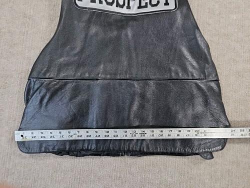 MEN'S X Element Advanced Motorcycle Black Leather Vest XL Zip Hook & Loop Used - Picture 7 of 8