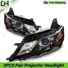 Black Pair Halogen Projector Headlights Assembly For Chevrolet Impala 2014-2020