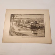 General View Of Philae Egypt c. 1881 Engraving (323)