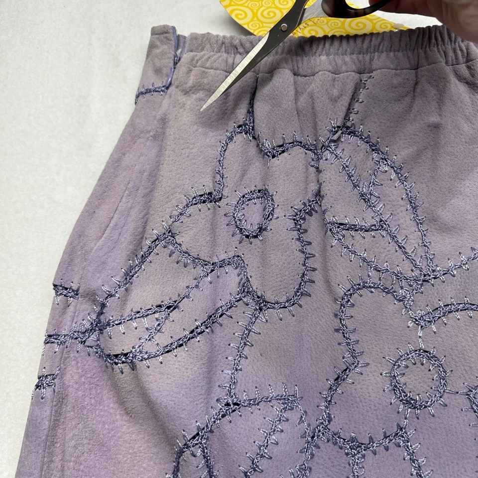 Dialogue Womens Suede Floral Stitched Midi Skirt Size 14 NWT Vintage Purple READ - Image 4 of 4