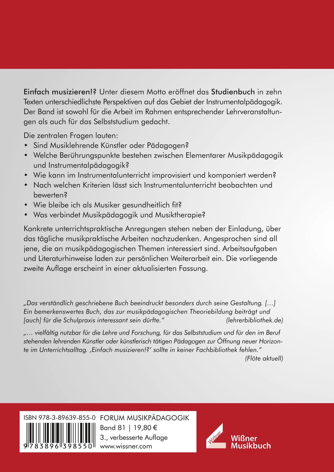 Thumbnail - Einfach Musizieren? | Studientexte Zur Instrumentalpädagogik | Barbara