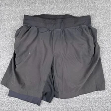 Lululemon T.H.E. Short 9" Lined Mens Medium Black Drawstring Athletic Stretch