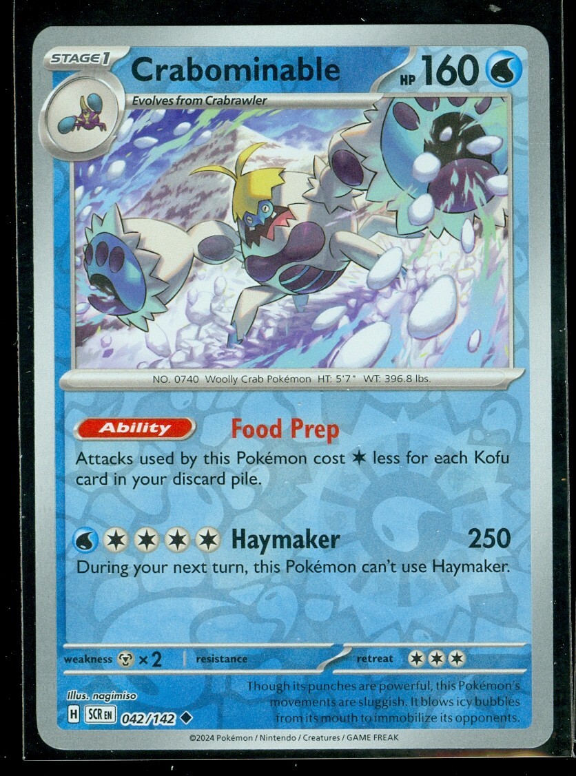 Pokemon CRABOMINABLE 042/142 - Stellar Crown - Rev Holo - - MINT