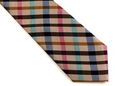 NEW Unisex Tie Pastel Plaid Brown Tan Green Pink Blue Wedding Business