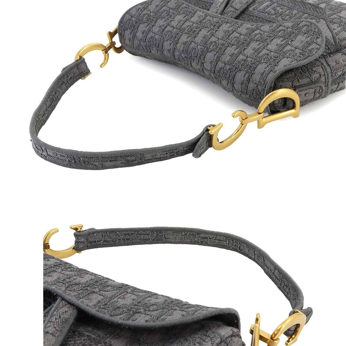 Christian Dior Oblique Saddle Shoulder Bag Canvas Gray Christian Dior Oblique Saddle Shoulder Bag Canvas Gray