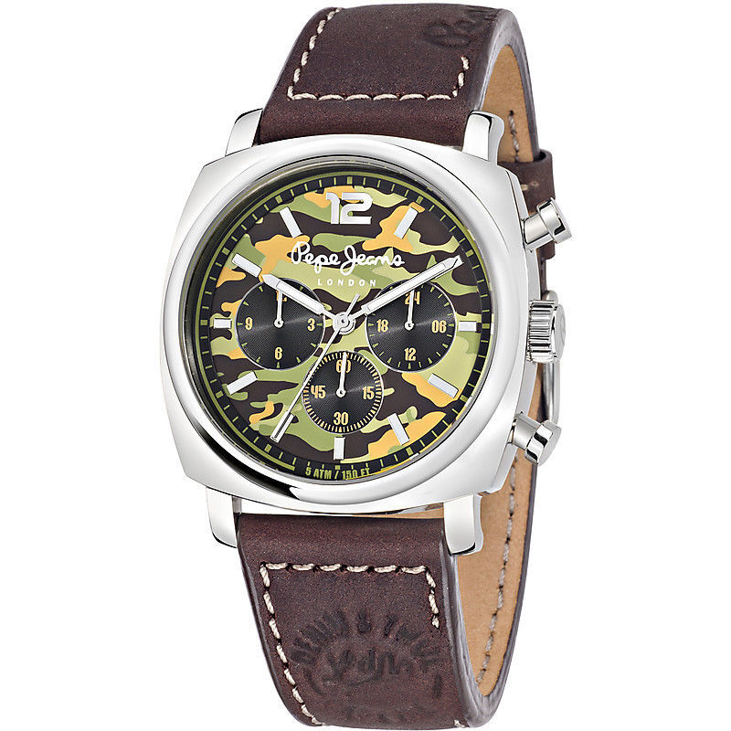Orologio Uomo PEPE JEANS HOWARD R2351111001 Camouflage Militare Pelle Marrone