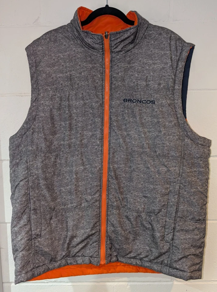 NFL Denver Broncos Vest XL Reversible Orange/Gray - Image 3 of 4