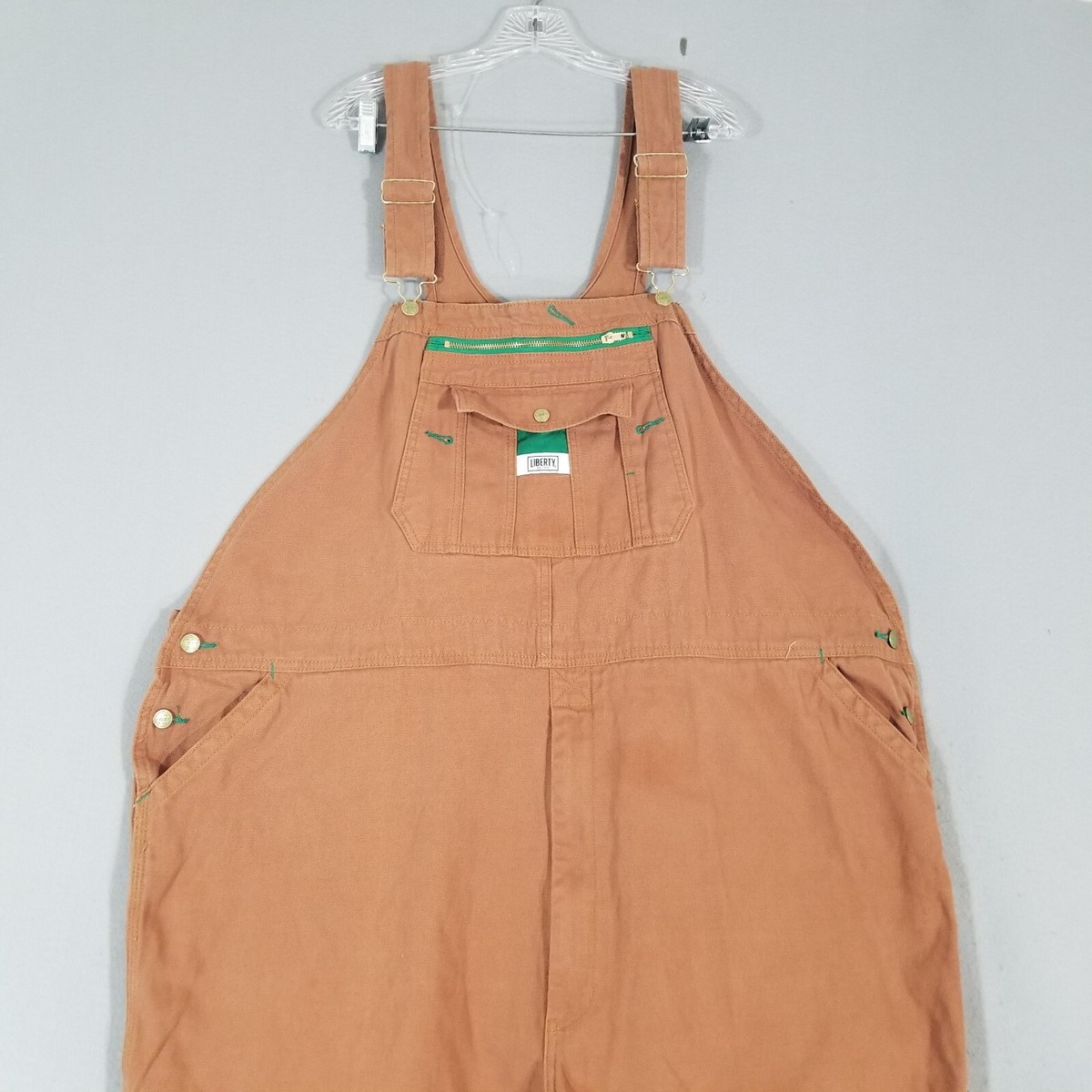 Liberty Bib Overalls Men's 52x32 Brown Heavy Duty Duck Cloth