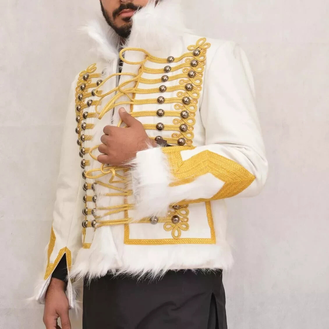 Napoleonic British White Napoleon Military Drummer Parade Men