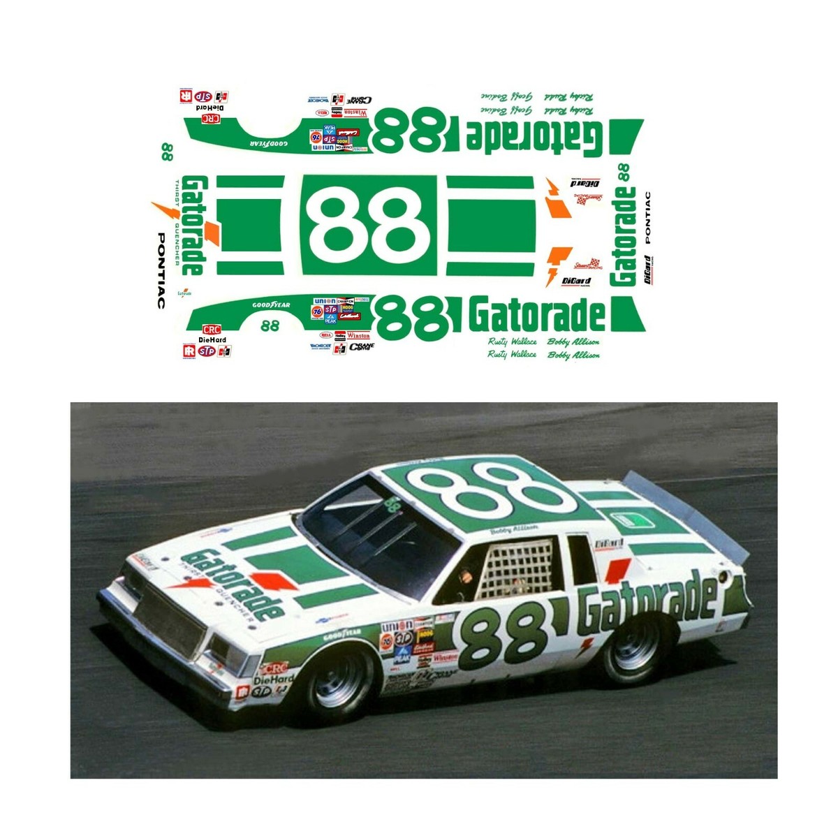 88 Gatorade 1981-84 1/64 scale decal fits AFX Tyco Lifelike Auto
