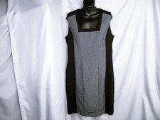Calvin Klein Women Gray Black Sleeveless Square Neck Back Zip Dress Sz Petite r