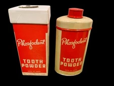 Phosfodent Dr Higgins Vtg Dental Tooth Powder NOS Vanity Tin & Box 2pc Set 1930s