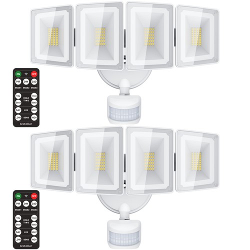100W 4 Head LED Security Light 10000LM Exterior Flood Light with Remote Control - Picture 2 of 13