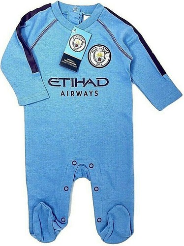 MANCHESTER CITY FC BABIES SLEEPSUIT BABY PRAM PLAY GROW BODYSUIT MCFC - Picture 8 of 10