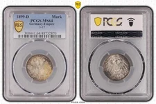 Coin Mark Silver Empire 1 Mark 1899 D PCGS MS64 great Patina nswleipzig