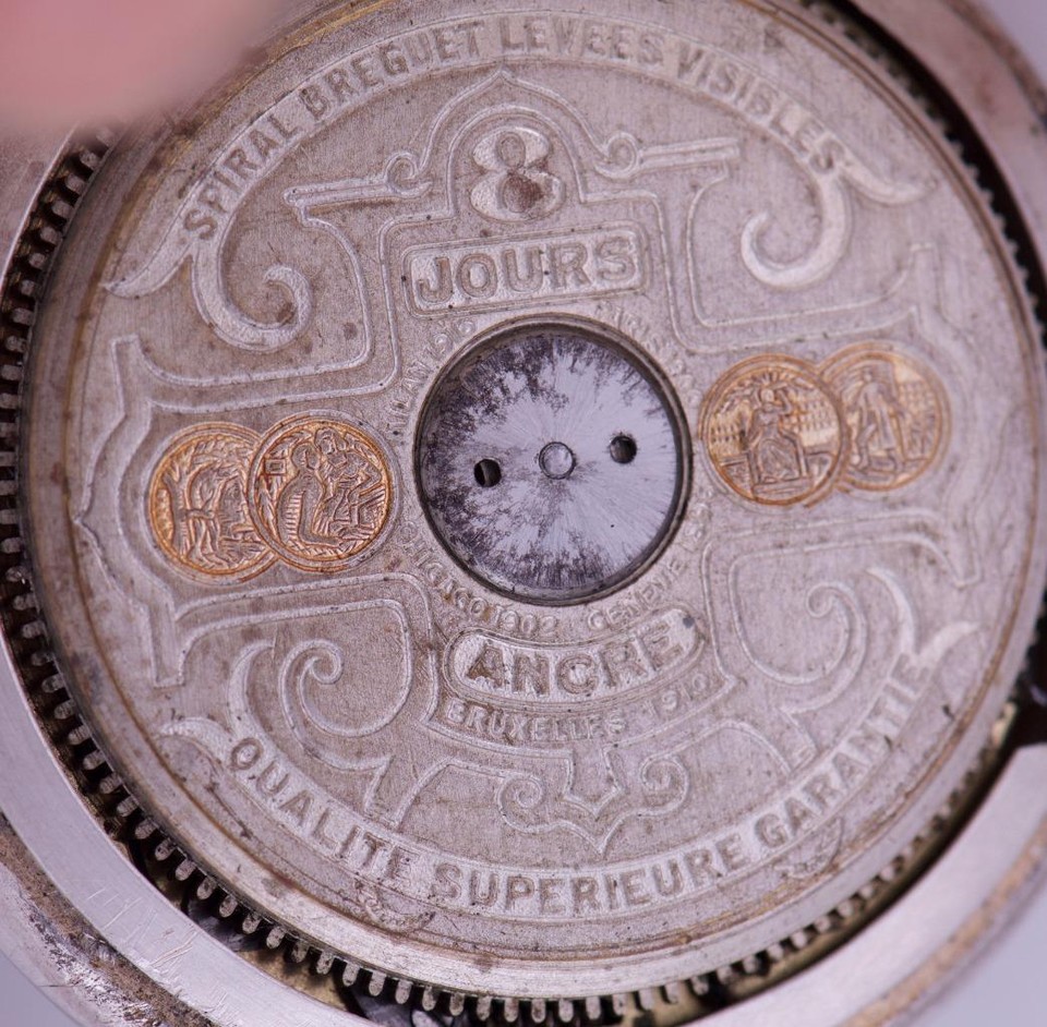 Antique Imperial Tsar Era Pocket Watch Hebdomas 8 Days Silver Engraved