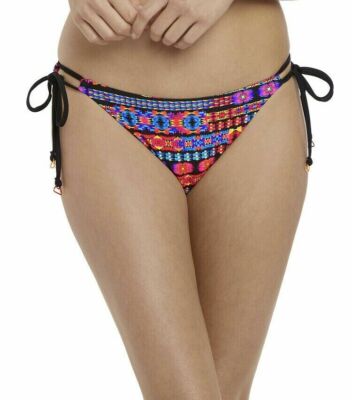 Freya Bikini Slip Echo Beach Gr. XL 16 18 schwarz aztekisch seitlich gebunden 2918 neu