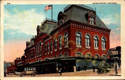 Vintage Postcard  Union Depot Chicago Classic Architecture Postcard