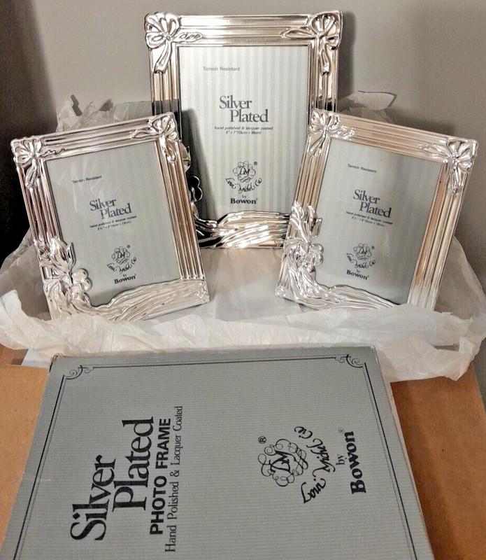 3 Silver Plated Picture Frames 1- 5"x7" , 2- 3.5"x5"(4x6)  NIB Loui Michel Cie 