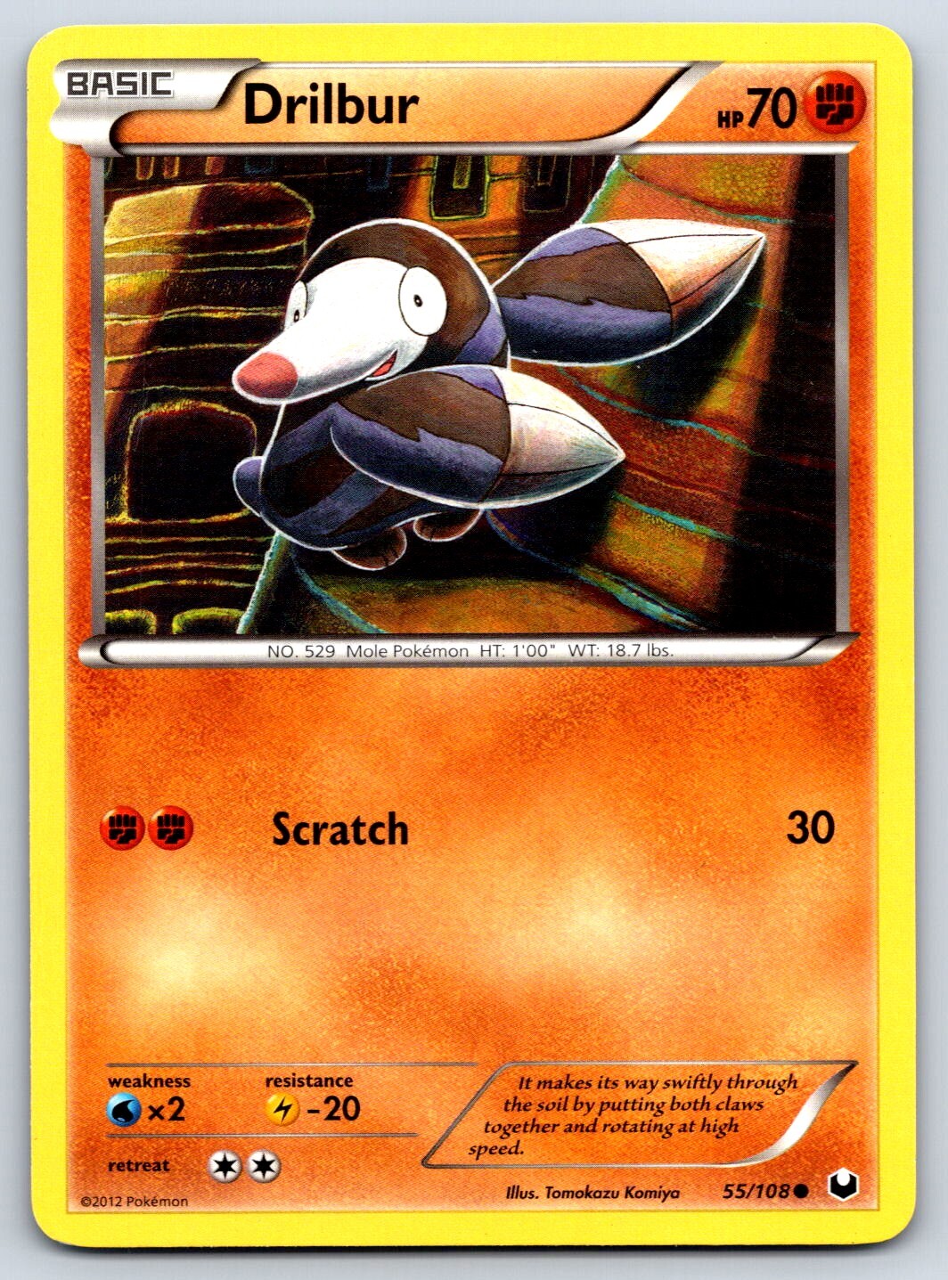 Drilbur - BW Dark Explorers 55/108 Tomokazu Komiya Pokemon Card LP