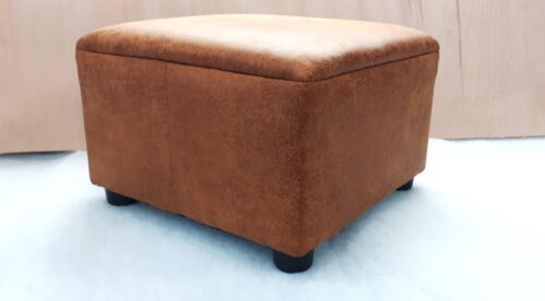 Footstool / Brand new / Distressed Tan Aged Look / Faux Leather. - Picture 5 of 10