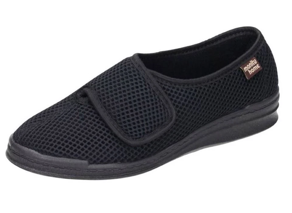 Manitu Home Damen Hausschuh Pantoffel Klettverschluss atmungsaktives Mesh