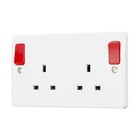 MK K2746D1WHI Logic Plus 2 Gang Switched Socket Red Outboard Rockers 13A DP