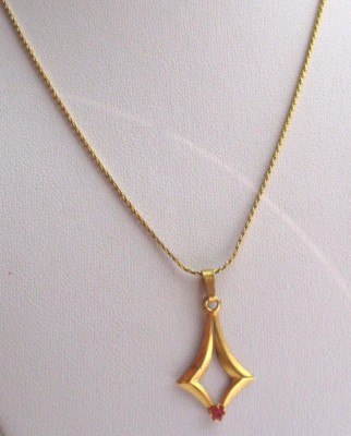 Pendentif Croix Ancien Plaqué Or Avec Cristal Rubis - Réf. 2044, Occasion Bon État