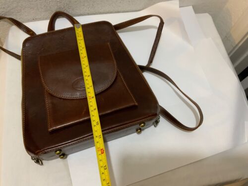 Zaino Vera Pelle Made in Italy Pelle Marrone Tasca Anteriore Cinghie Regolabili - Foto 10 di 11