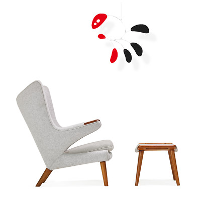 Joyful AstroCat Art Mobile | 3 Sizes | Black + Red Mid Century Modern Decor
