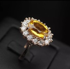 CLEARANCE Yellow Citrine Oval 4.70Ct 925 Sterling Silver Rose Gold Plated Rings