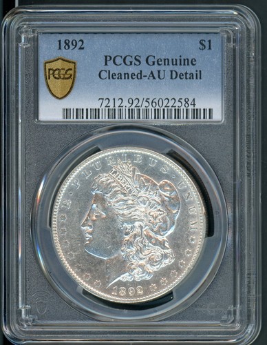 US 1892 PHILADELPHIA MORGAN SILVER DOLLAR PCGS AU DETAILS A105