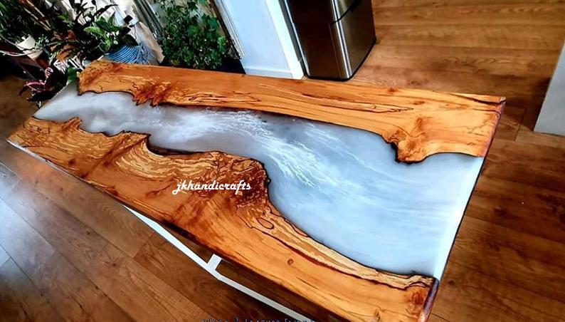 Edge Epoxy Resin Table Premium Quality Walnut Wood Large Din Table 30