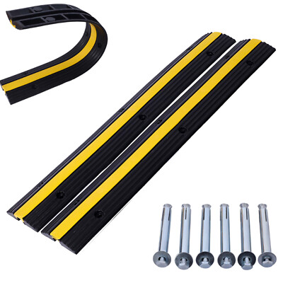 #ad 2packs 1 Channel Rubber Cable Protector Ramps Traffic Speed Bumps 6600 Capacity $45.99