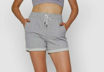 Fourlaps Rush Shorts Womens L Gray Heather Stretch Gym Athleisure NWT $58
