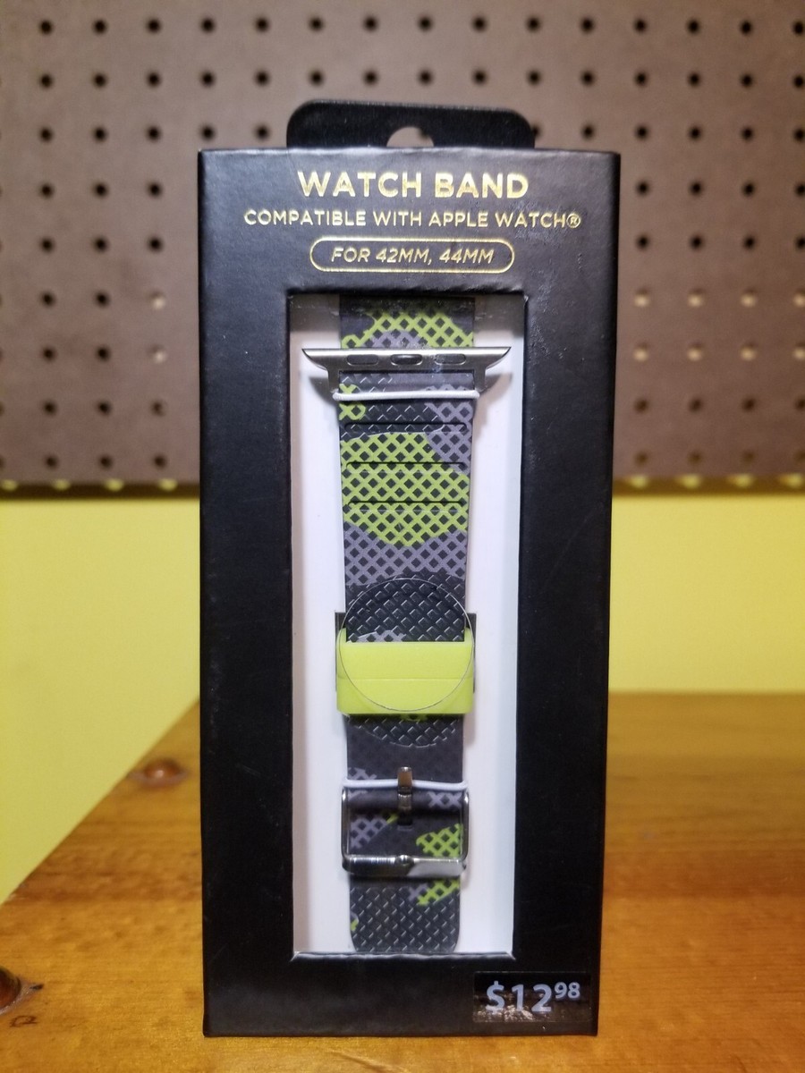 APPLE WATCH COMPATIBLE WATCH BAND FOR 42MM 44MM GREEN CAMOUFLAGE