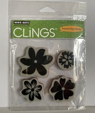 4 FUN FLOWERS Cling Rubber Stamp Card Making Floral Spring Bouquet