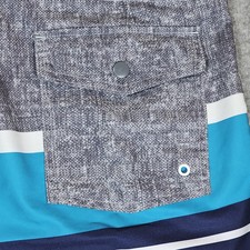 Old Navy California Board Swimming Shorts Men's 36x10 Teal Blue Gray Stripes