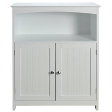 Redmon Double Door Bathroom Floor Cabinet with Open Shelf Storage, Open Box 