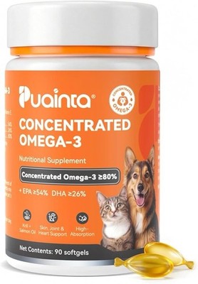 PUAINTA Omega 3 Fish Oil for Dogs & Cats, 80% EPA DHA, Skin & Coat, Itch