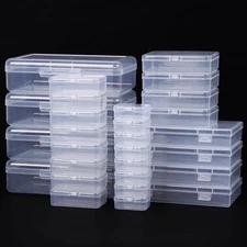 Lots Clear Plastic Storage Container Box Hinged Lid DIY Arts Crafts Markers Pens