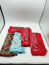 5 Vintage Bandanas Paisley Floral Handkerchief Fast Color Cotton USA Italy