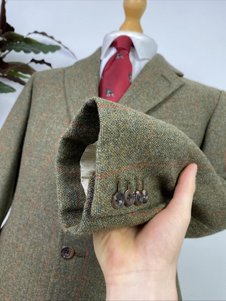 Gieves & Hawkes Savile Row (38R) Windowpane Tweed BESPOKE Sport Coat Jacket - Image 4 of 4
