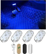 4 PCS Wireless Led Lights for Car Interior, 7 Colors Ma Size: 4 PCSColor: Blue