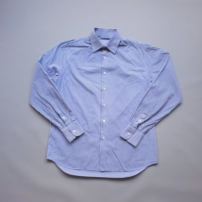 Prada Dress Shirt Long Sleeve Button Up Striped White/Blue Mens size 40 ,15(3/4)