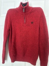 Chaps Boys Red 1/4 Zip Mock Neck Knit Pullover Sweater Size 10/12 Cotton