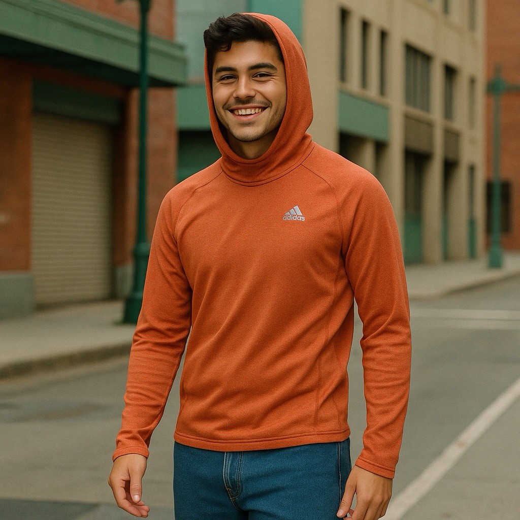 adidas Pullover Hoodie Performance Stretch Orange… - image 1